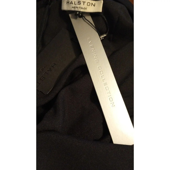 Halston Heritage Evening Maxi Dress Sz 4 Black Gothic Vampire Sexy - Picture 9 of 9